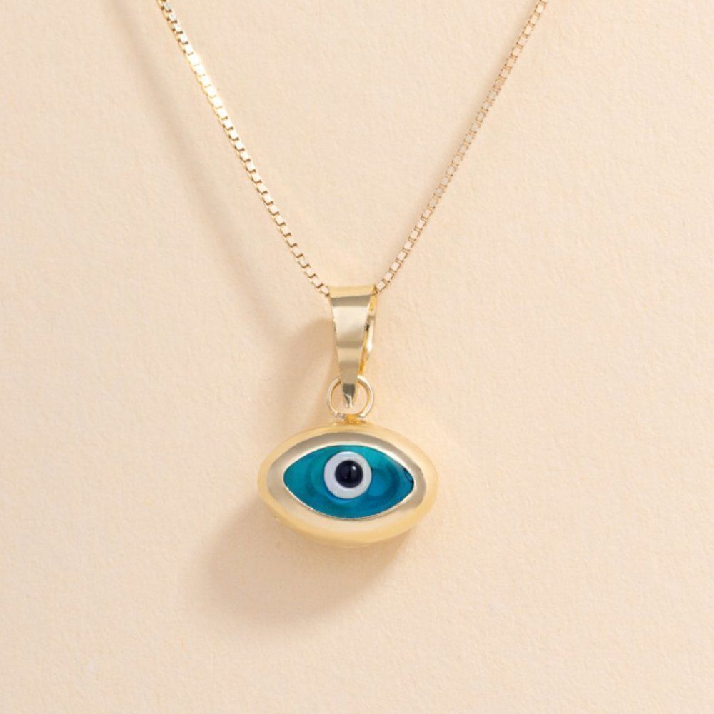 14k real Yellow Gold EYE Evil Eye Charm | Pendant for Good Luck & Protection |